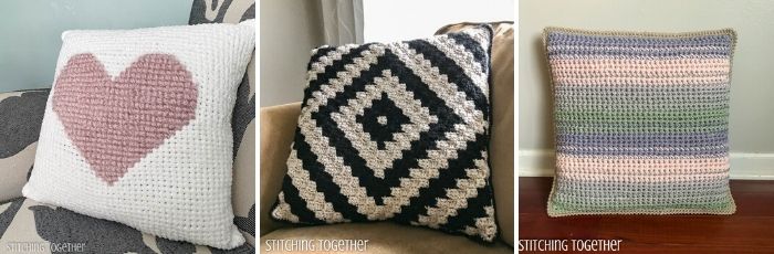 3 different crochet pillows