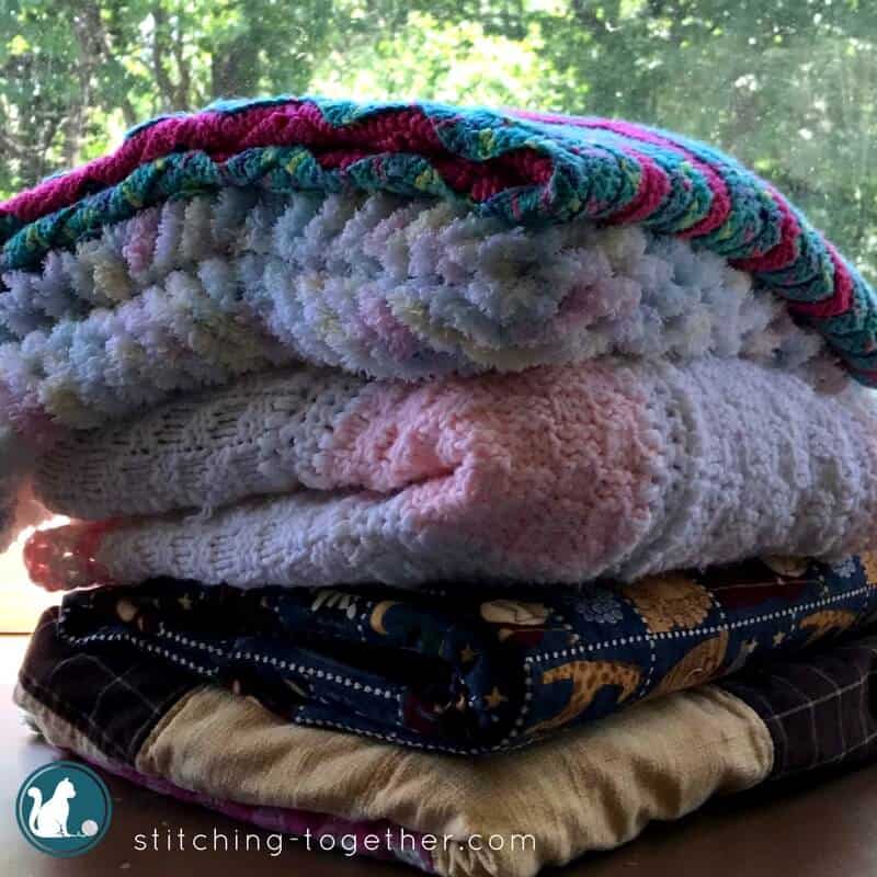 Stack of handmade blankets