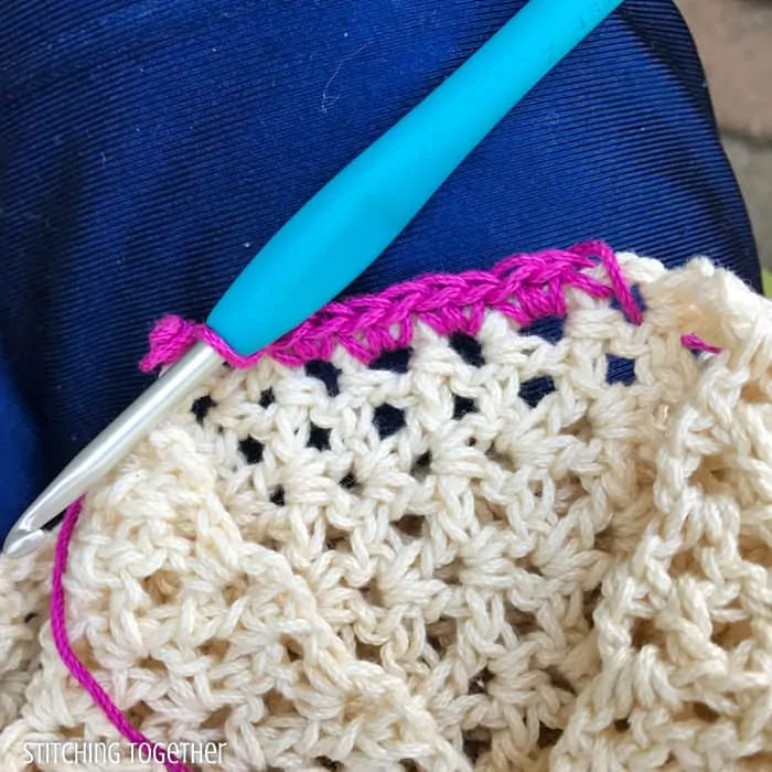 adding detail stitches to crochet fabric