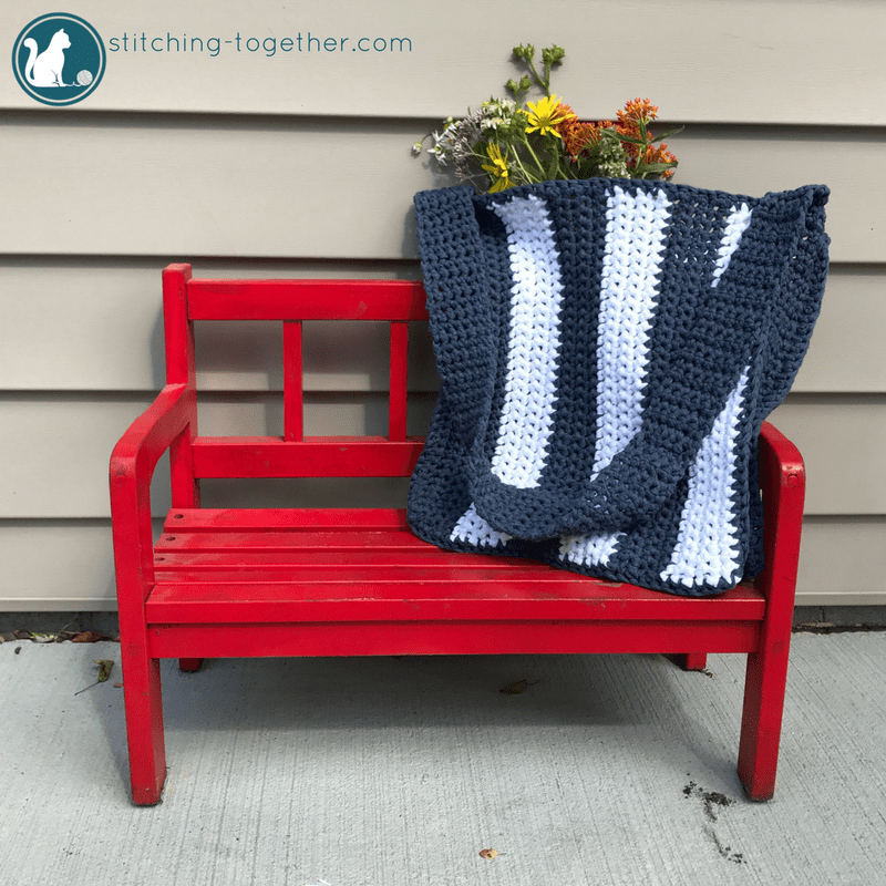 Navy Stripes Simple Crochet Tote Bag Pattern