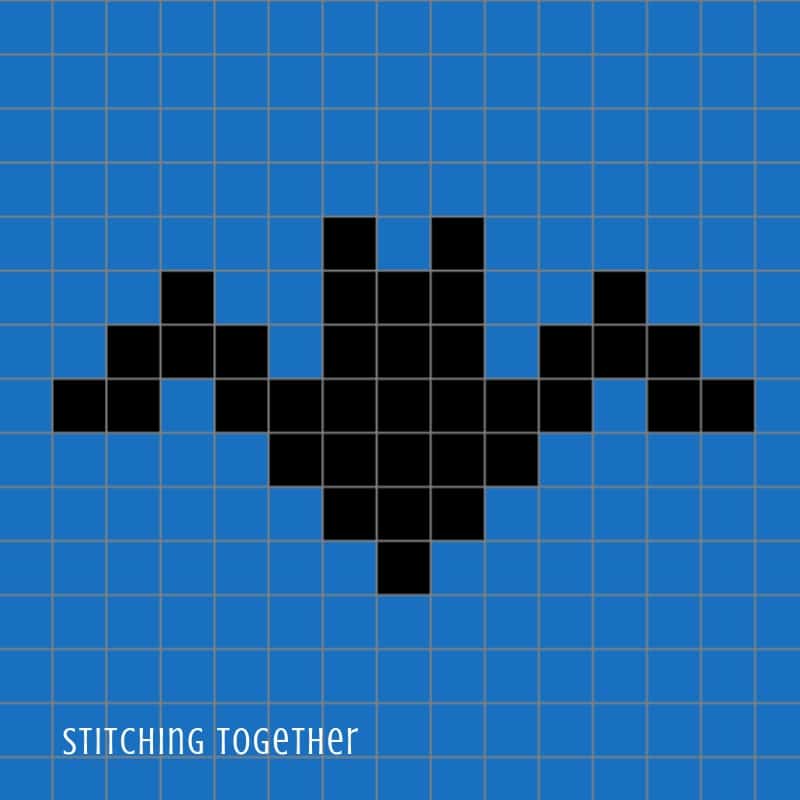 crochet bat graph in blue and black