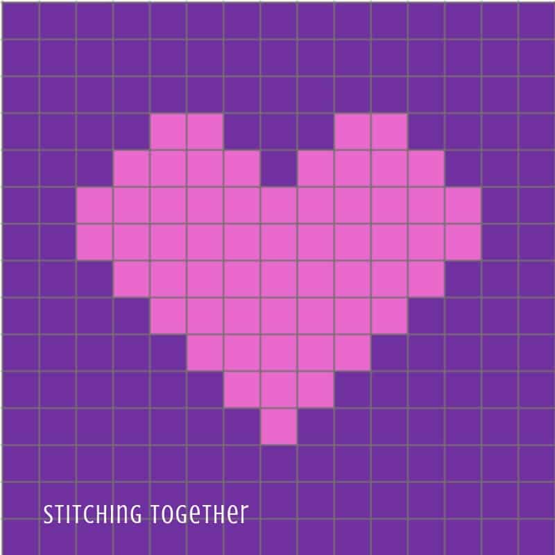 pink heart of purple background graph