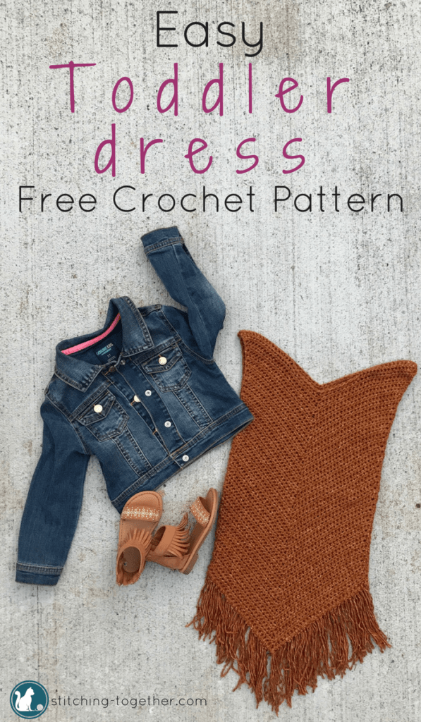 Free pattern for an easy crochet toddler dress. Even if you are a beginner crocheter, you can make this dress for the little girls in your life. The beautiful suede look is achieved with Lion Brand Jeans yarn in top stitch. 