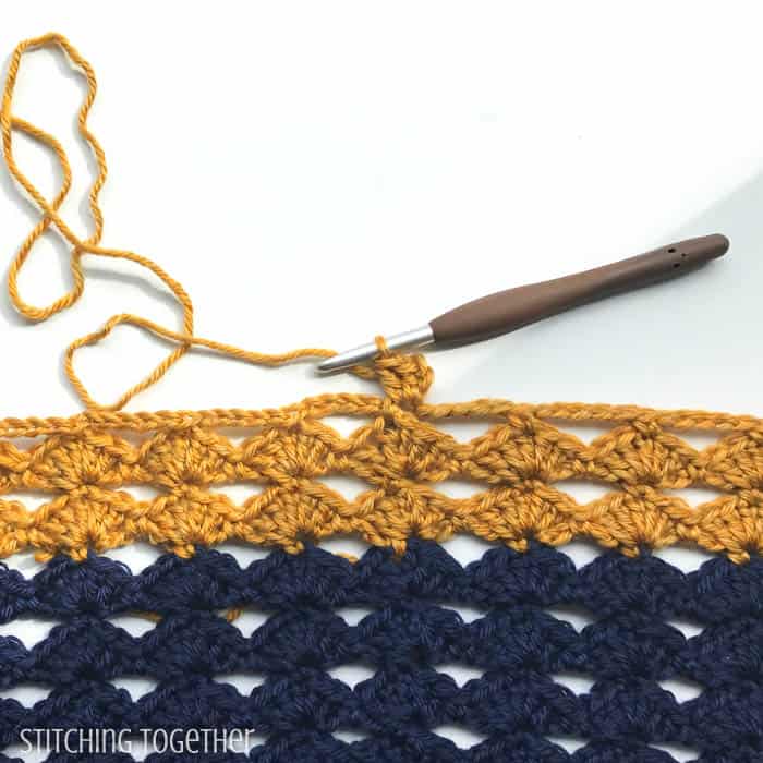 crochet diamond shell stitch in progress 