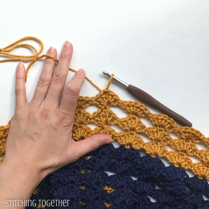 diamond shell crochet stitch in progress 