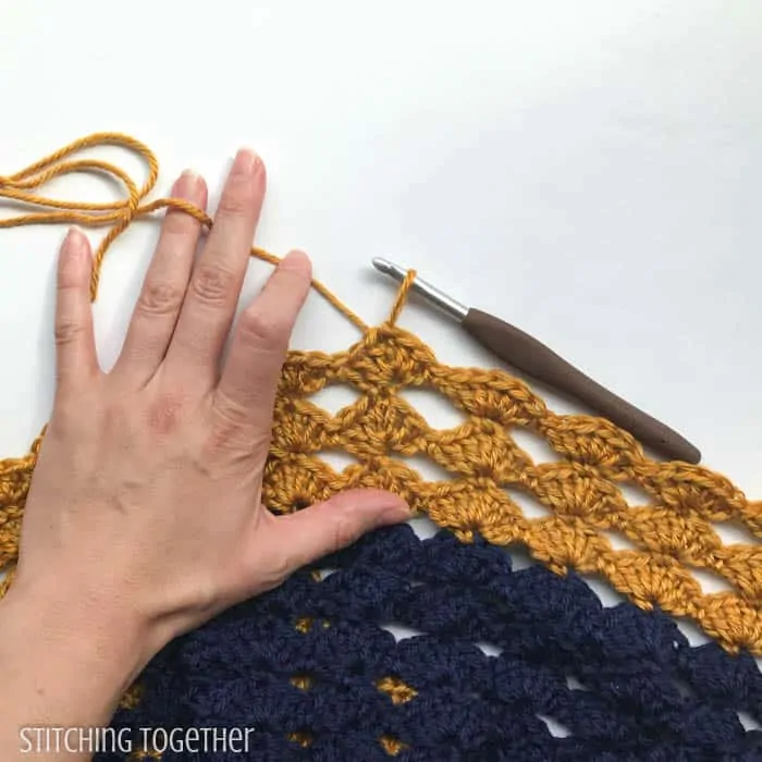 diamond shell crochet stitch in progress