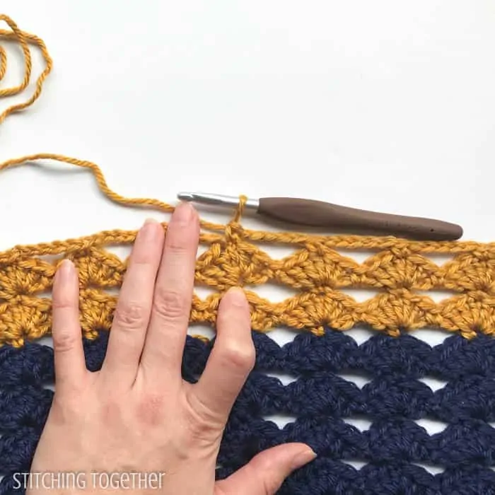 crochet diamond shell stitch in progress