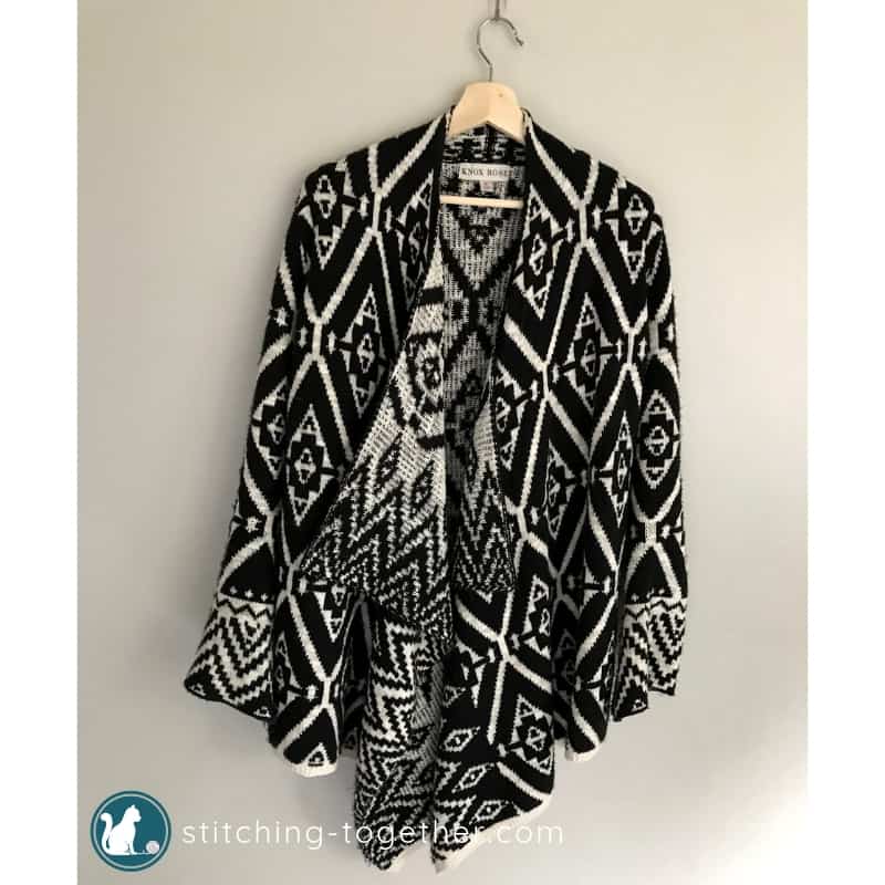 printed cardigan hanging