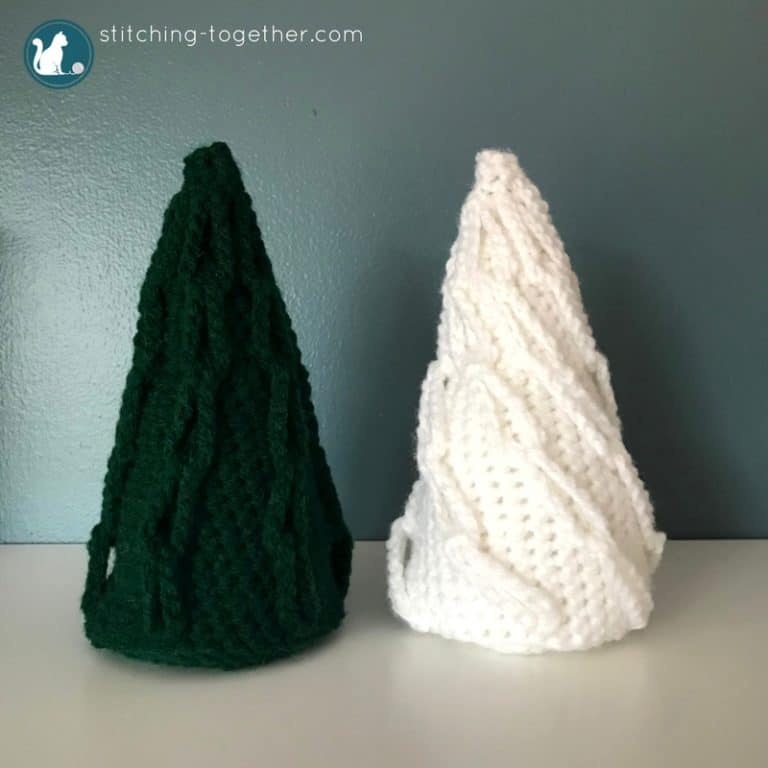 Cabled Crochet Christmas Trees