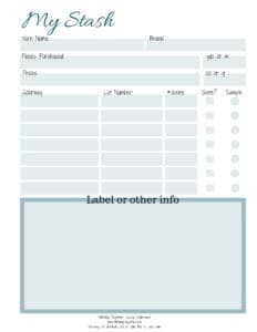 Free Printable to help you organize your yarn stash. This simple printable provides a great way to help track your yarn purchases.