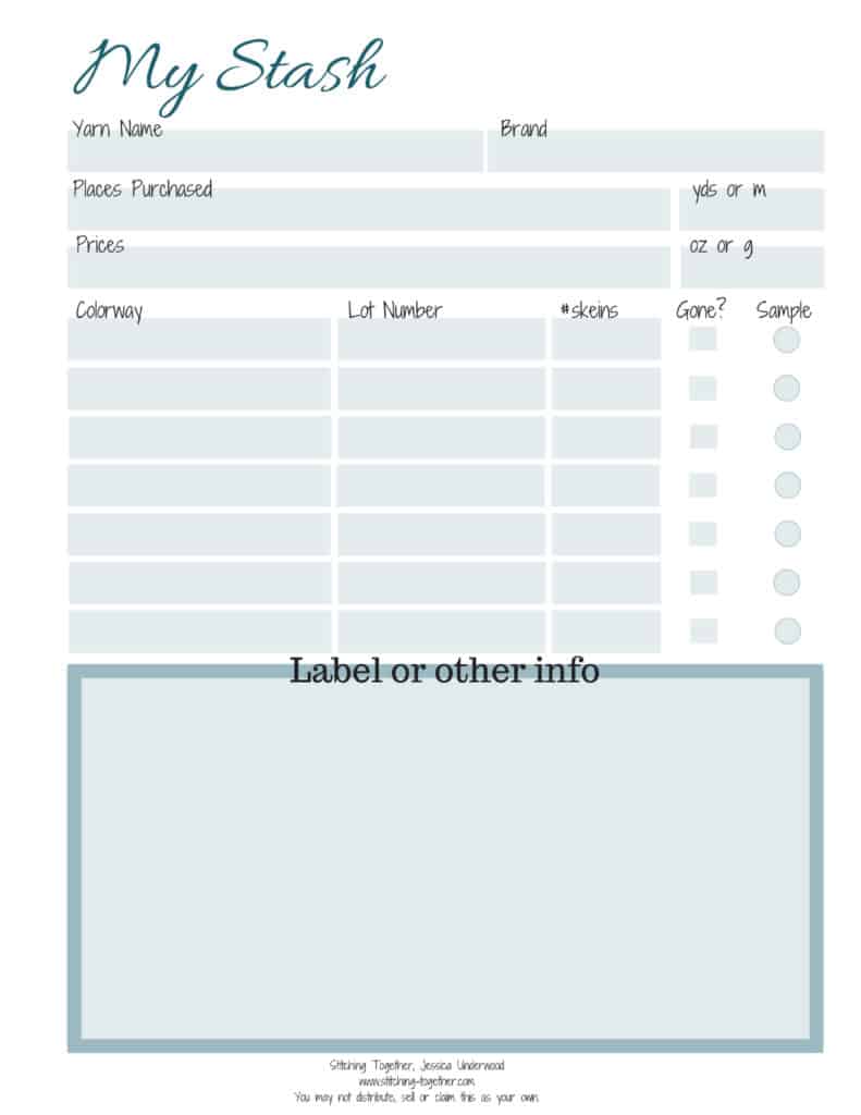 Printable Yarn Stash Organizer