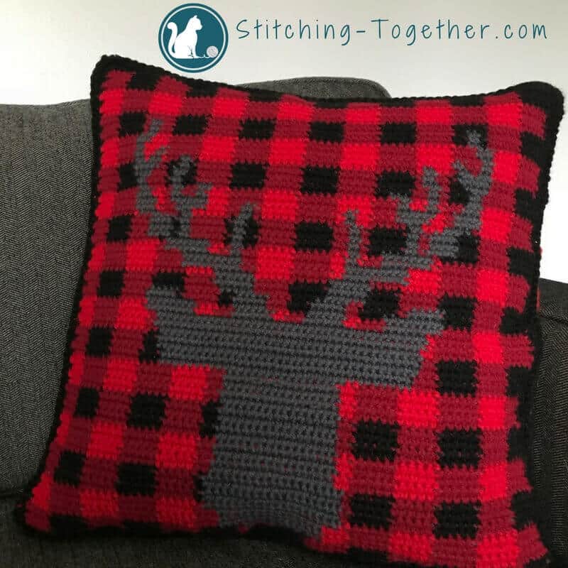 Buffalo Plaid Crochet Pillow Cover