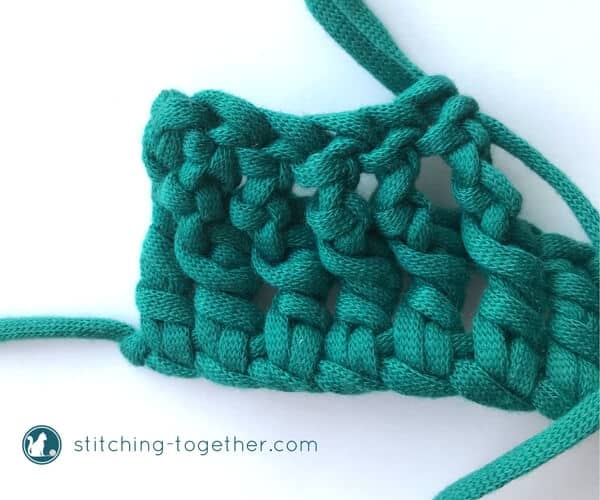 back post treble crochets gezien vanaf de verkeerde kant