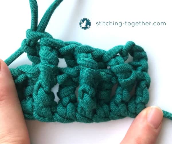 crochet swatch with alternating fptr and bptr stitches