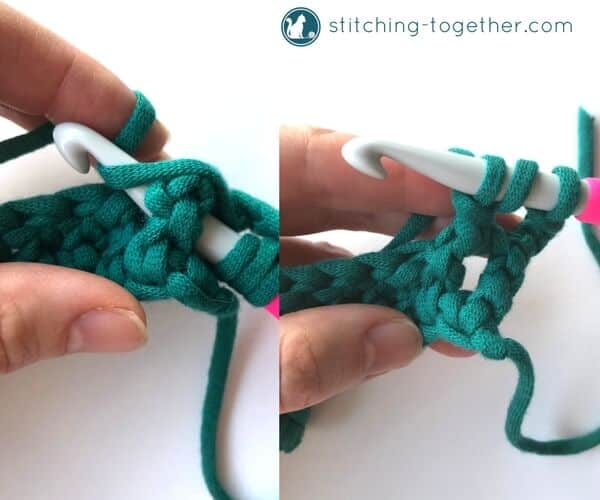 steps for completeing a front post treble crochet