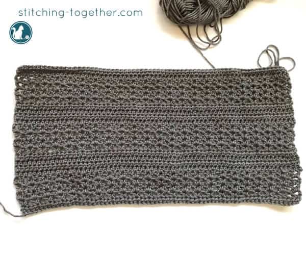 crochet rectangle for the crochet slouchy hat pattern in process