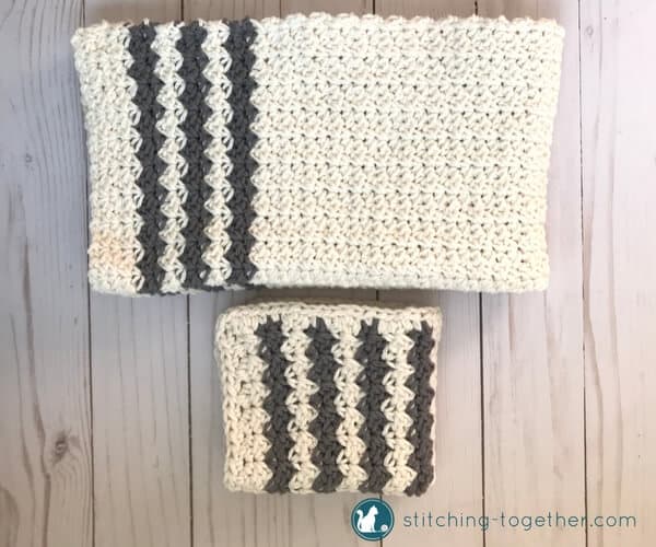 Crochet Country Dish Towel Stitching Together