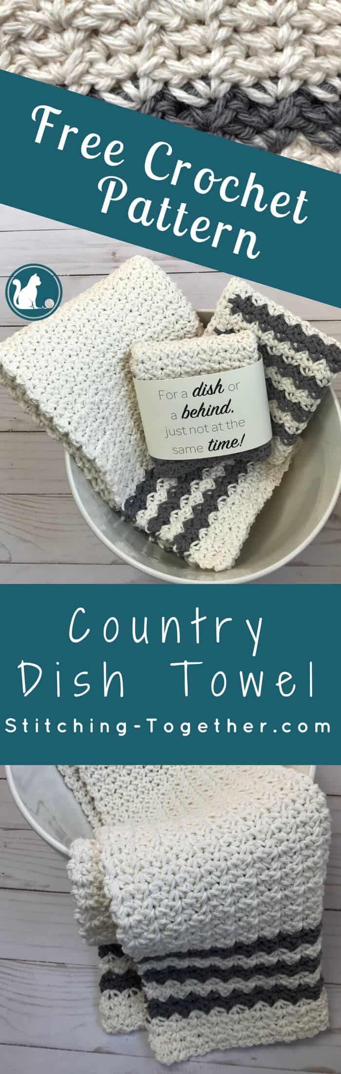 Farmhouse Striped Kitchen Towel - Free Crochet Towel Pattern - A