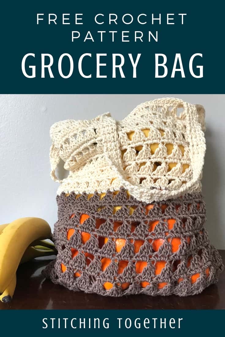 Reusable crochet grocery filled with fruit 