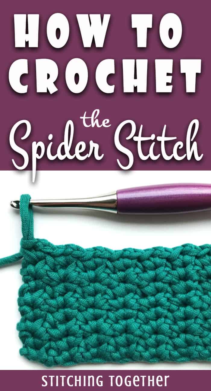 How to crochet the spider stitch pin image with spider stitch in progress