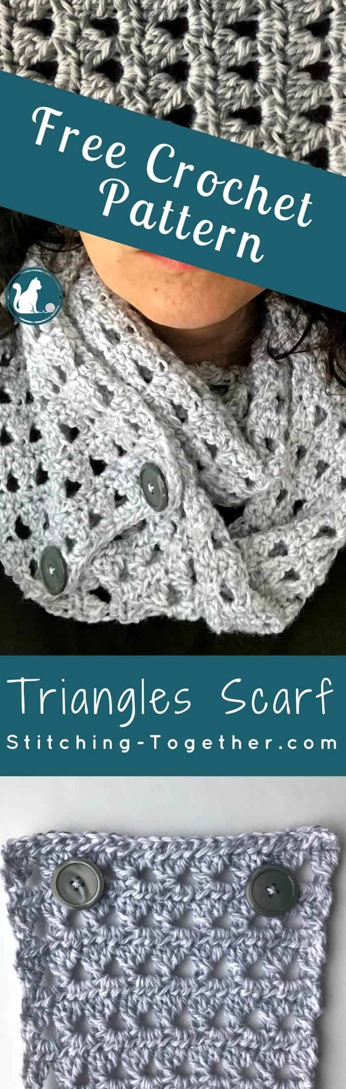 A regular scarf or an infinity scarf? YES! I love this convertible crochet scarf with buttons! You must check out this free pattern and make your own triangles crochet scarf.