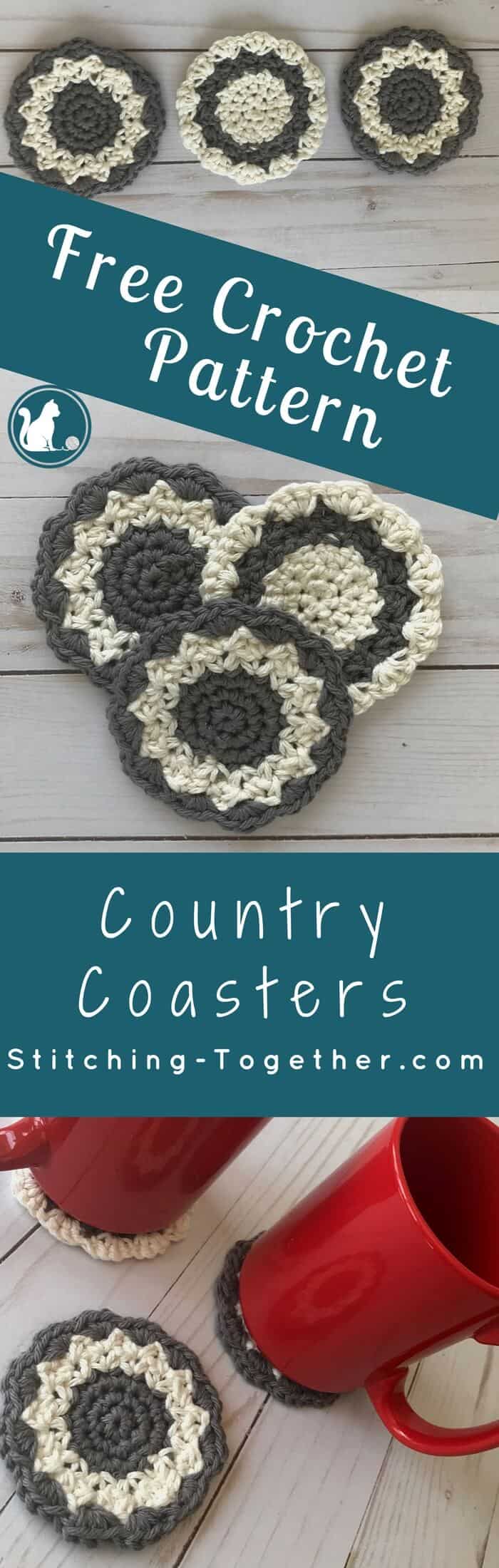 These cute crochet country coasters would look great on your coffee table! They are so quick to crochet and add great farmhouse style to any decor. Visit the blog to get the free crochet pattern!
