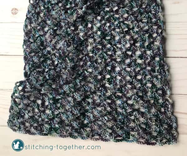 crochet lace scarf before blocking