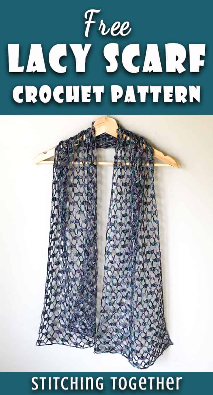 lacy crochet scarf hanging up
