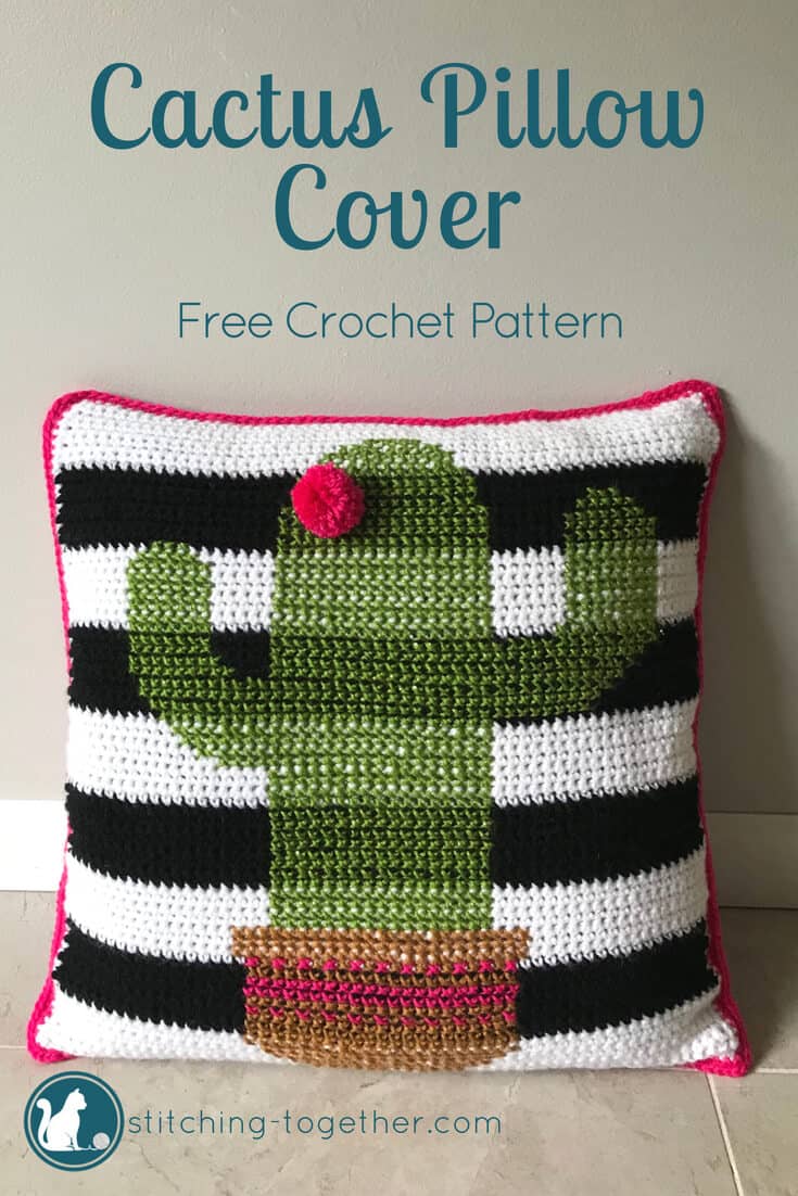 Be on trend with this adorable crochet cactus pillow pattern. This is one of the most fun projects I've done recently! Combining easy crochet stitches with simple cross stitch pattern gives this pillow cover its unique look. Have you noticed that cactus motifs are everywhere this season? Now you can make your own and brighten up your home!