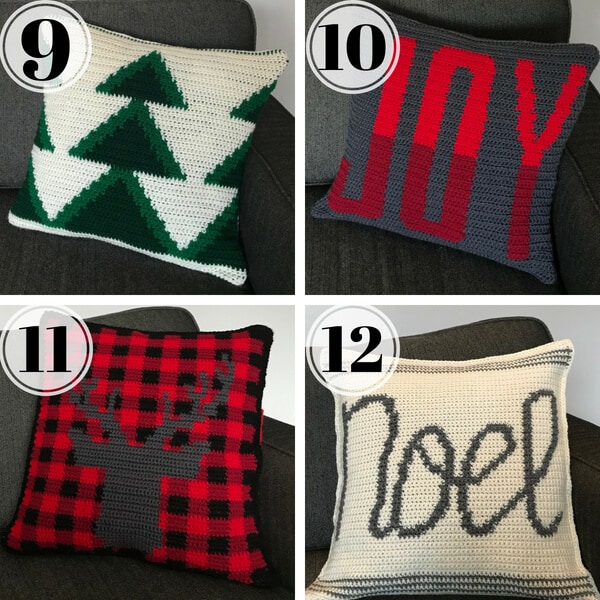 4 crocheted christmas cushions