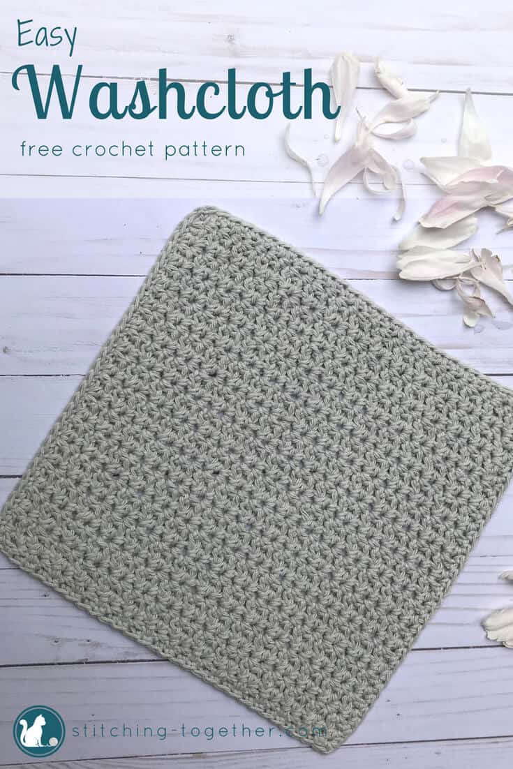 easy crochet washcloth pattern pin image with washcloth laying flat