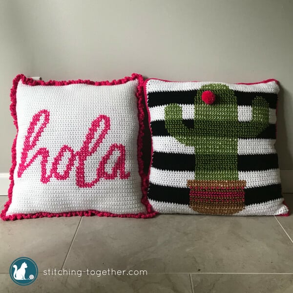 Get your house fiesta ready with this adorable hola crochet pillow pattern. This easy and free crochet pattern combines crochet and cross stitch to make a fun crochet cushion for your couch. Give your pillows a cover that will make them stand out in your living room!