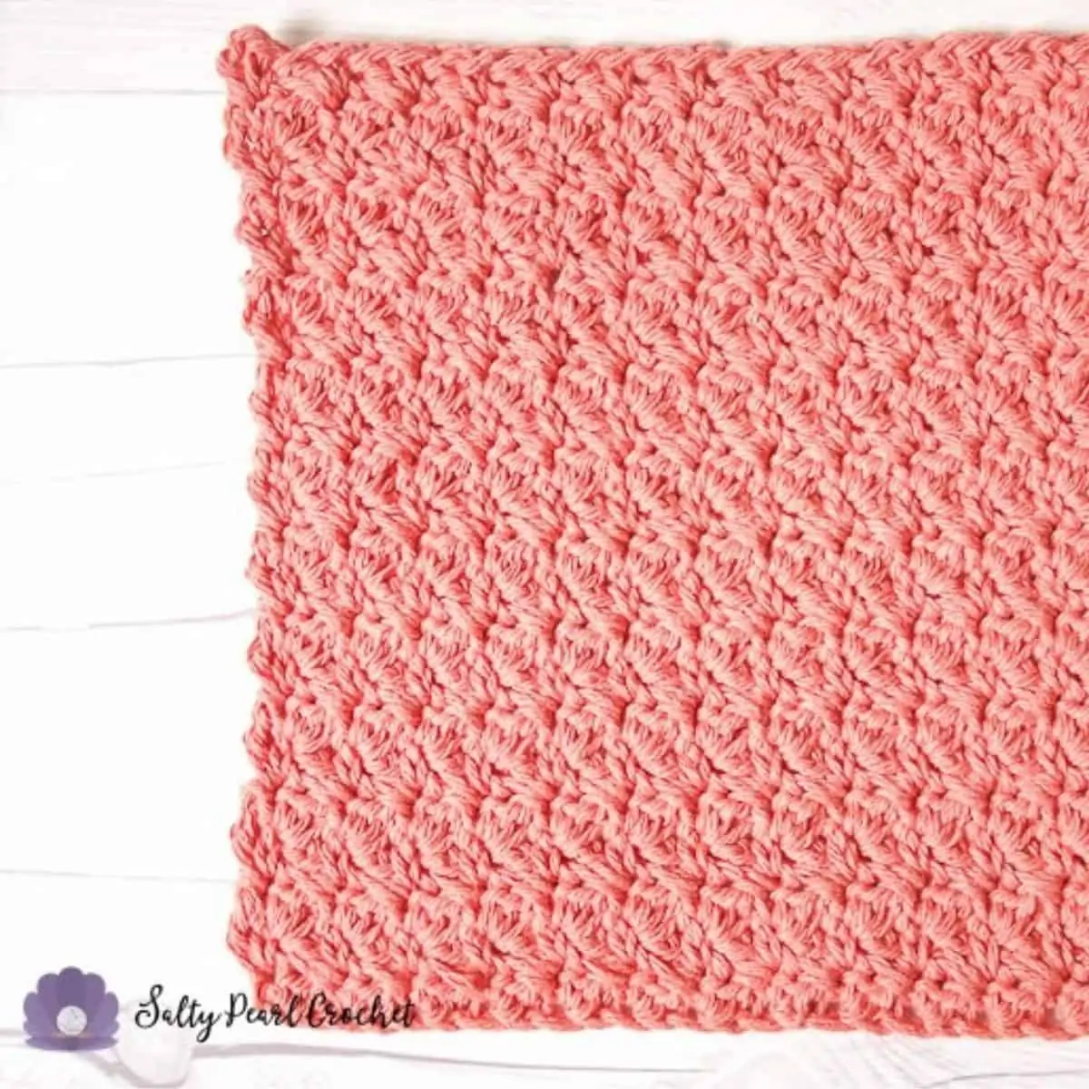 close up of a suzette stitch washcloth