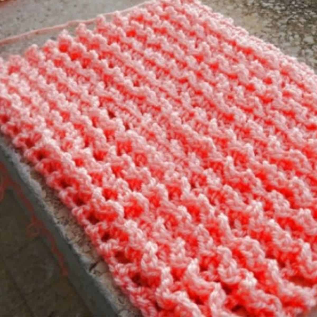 pink textured crochet stitches