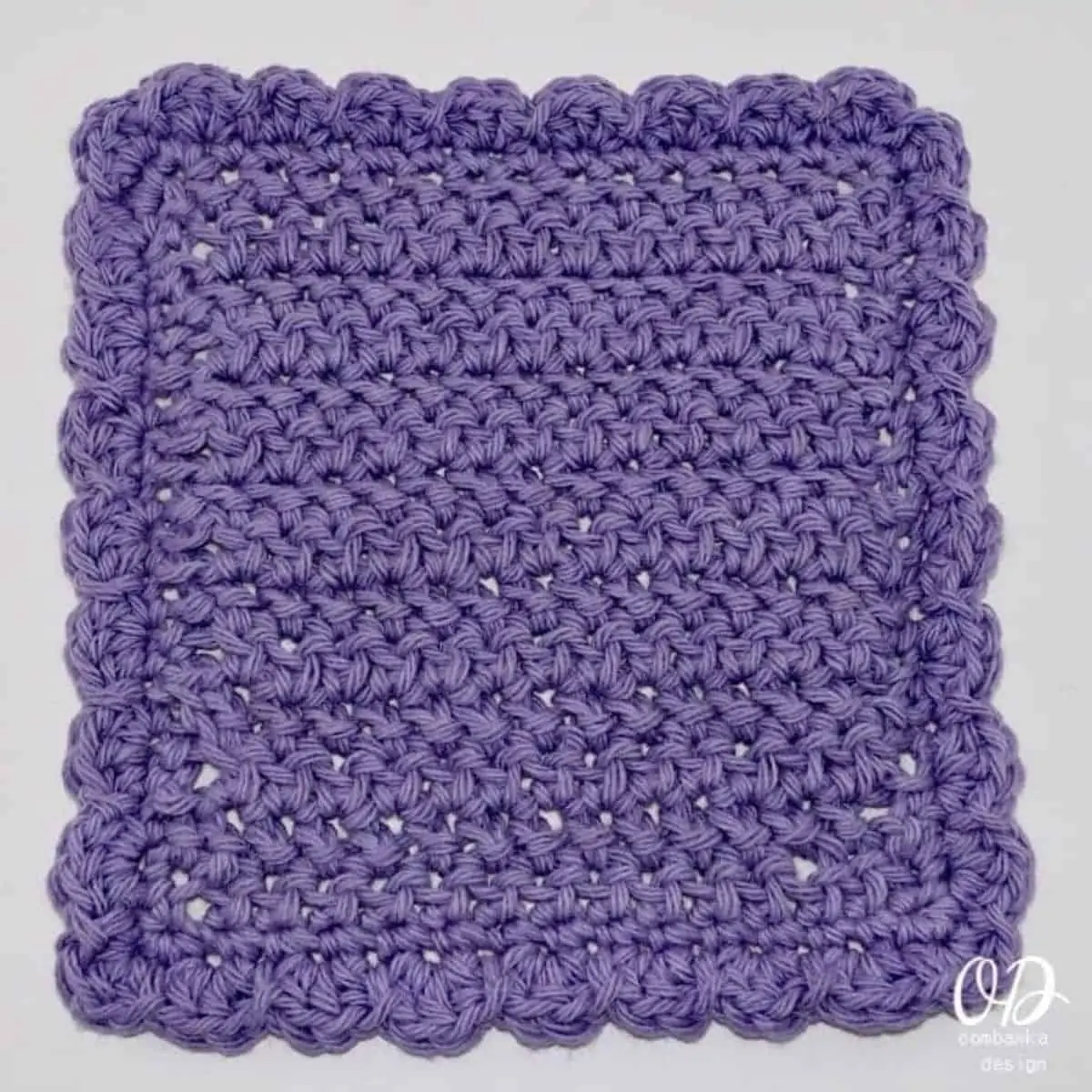 pretty purple dishcloth with a shell stitch border