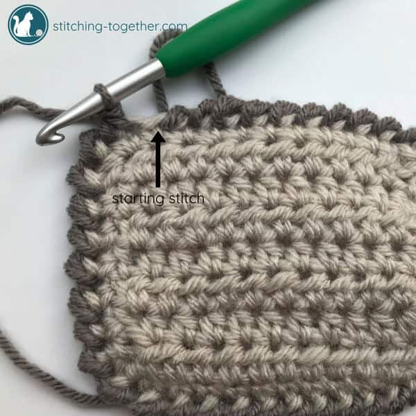 showing where to sl st to finish crab stitch