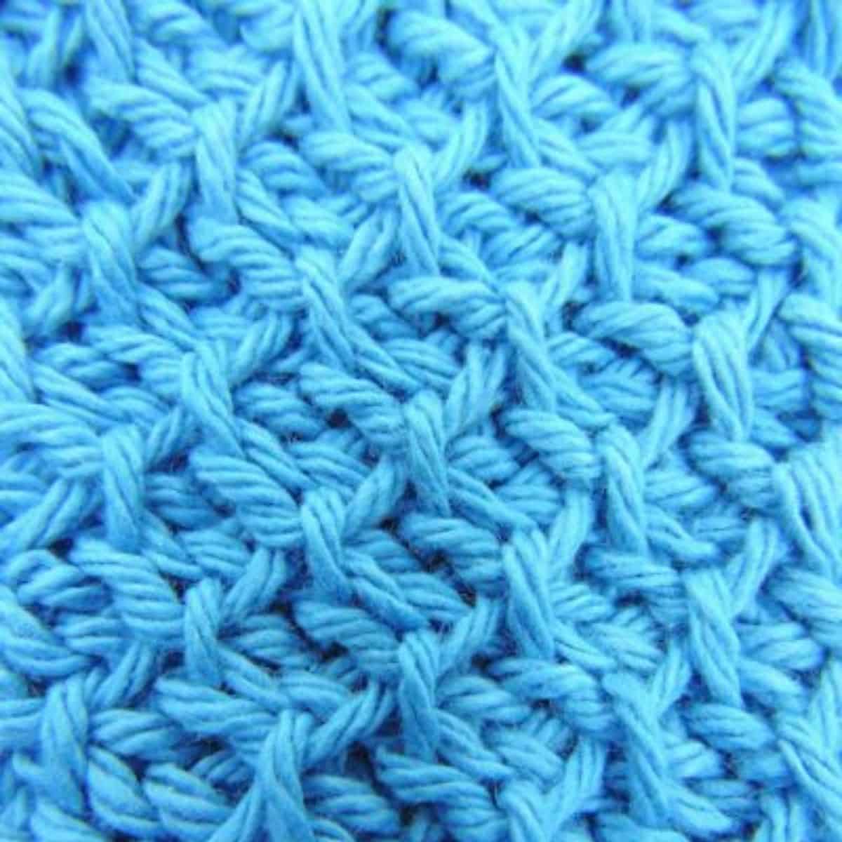 very close up of a Tunisian crochet stitch
