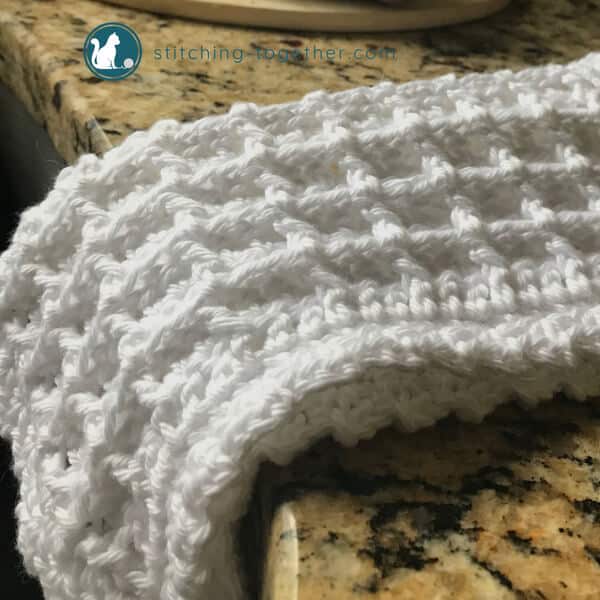 close of of crochet waffle stitch dishcloth pattern