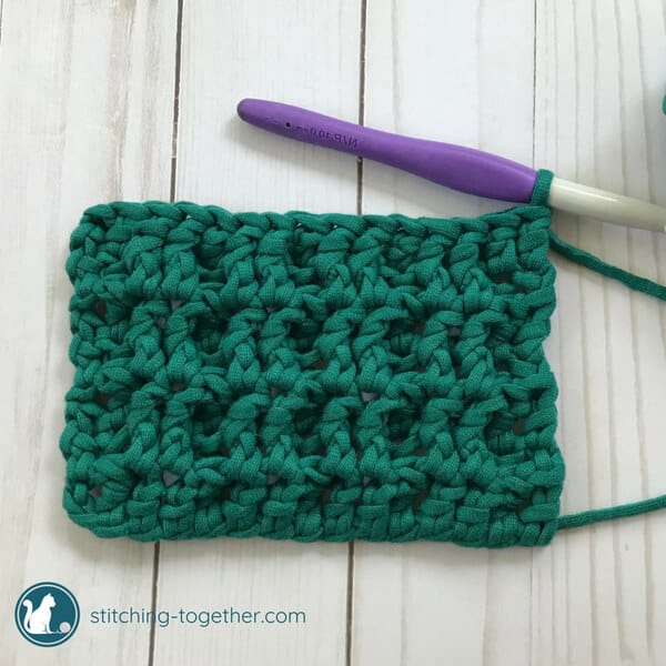 Completed rows of the waffle stitch step by step photo tutorial