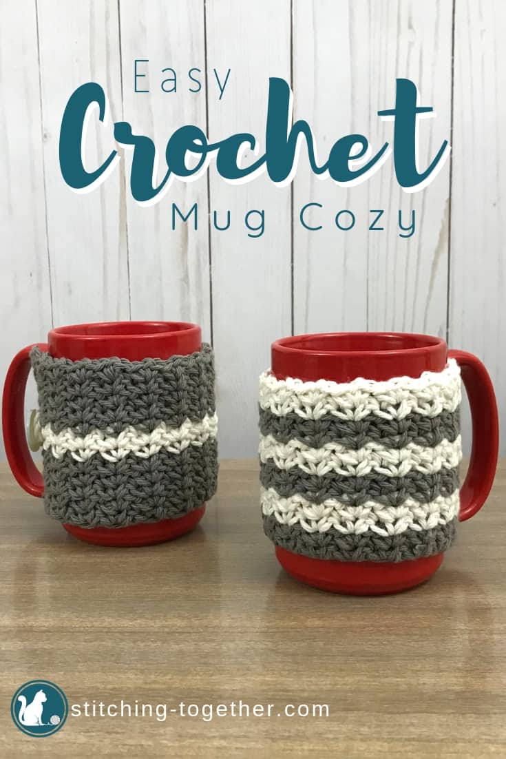 crochet mug cozies pin image with text overlay