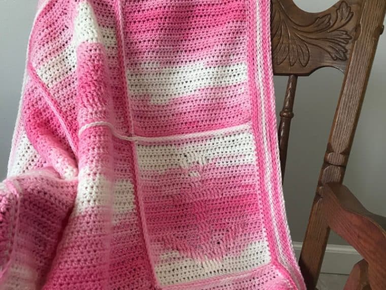 crochet anchor baby blanket on chair