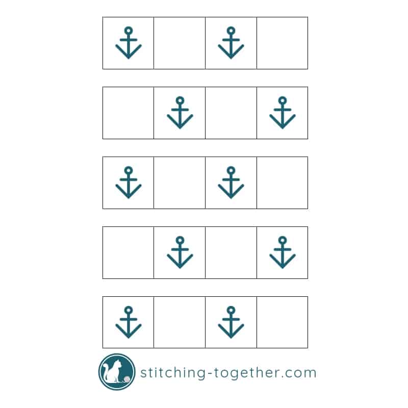 showing layout of crochet anchor squares