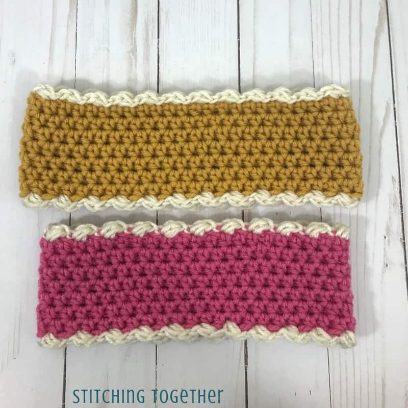 pink and yellow crochet headbands