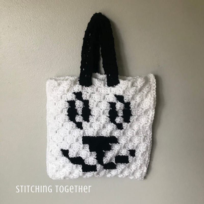 crochet bag with panda bear face