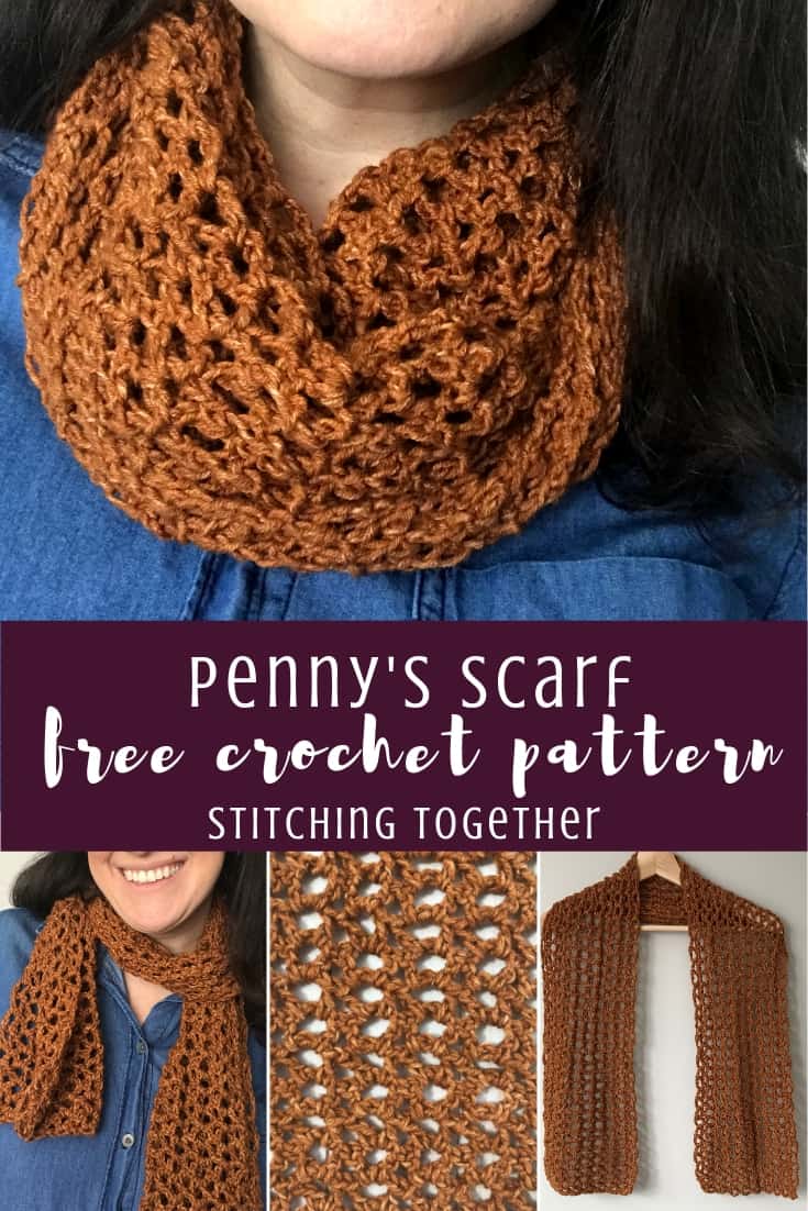 Pin image with text overlay for the Penny crochet scarf