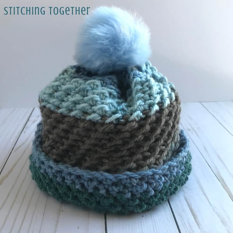 Crochet kid hat with folded brim