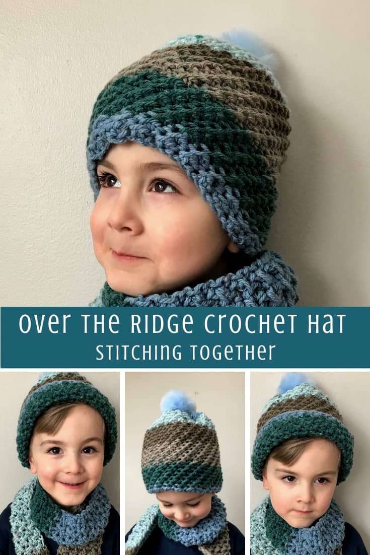 collage image of boy wearing crochet hat