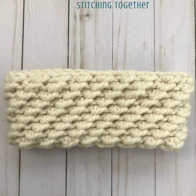 crochet winter ear warmer laying flat