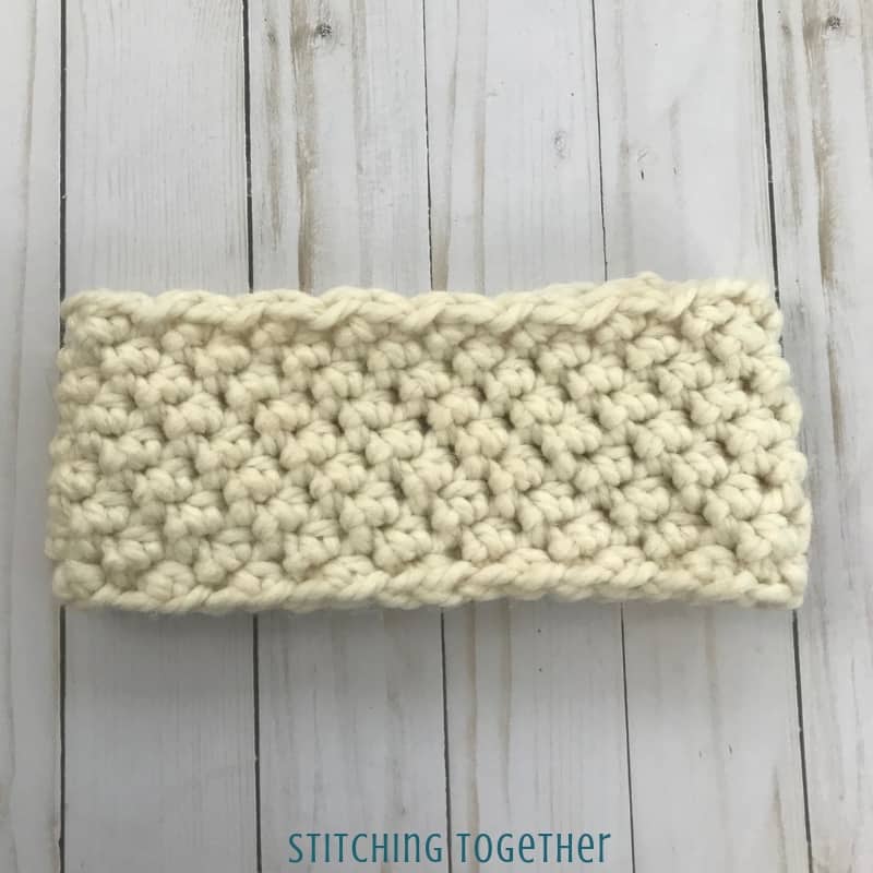 ivory winter headband crochet laying flat