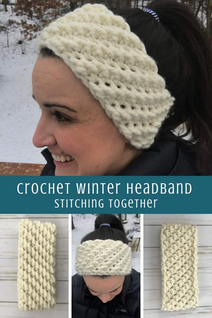 crochet winter headband pattern pin image collage